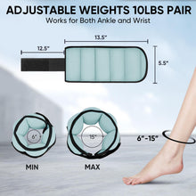 Load image into Gallery viewer, APEXUP 10lbs/Pair Adjustable Ankle Weights for Women and Men (Pastel Blue)