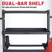 Load image into Gallery viewer, Lifeline Fitness Home Gym 3-Shelf Dumbbell and Kettlebell Storage Rack with Rope and Band Hook - Holds up to 440 LBS