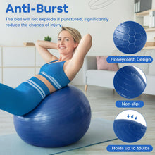 Load image into Gallery viewer, Leyndo 4 Pcs 26 Inch Yoga Exercise Ball Pilates Pregnancy Birthing Fitness Ball-(Blue Gray Set)