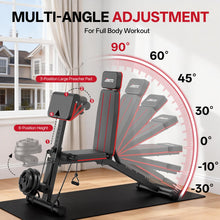 Load image into Gallery viewer, JOROTO Adjustable Weight Bench for Home Gym, 1000 LBS Foldable Incline Decline Flat Workout Bench with Leg Extension & Back Extension, Exercise Preacher Curl Bench for Full Body Training, Red MD55