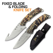 Load image into Gallery viewer, Elk Ridge ER-054CA 8.5-Inch Fixed and 5-Inch Folder Hunting Knife Set