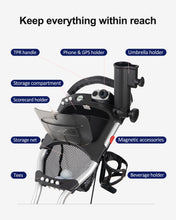Load image into Gallery viewer, CaddyTek EZ V8 3-Wheel Golf Push Cart | Patented 1-Click Fold, Lightweight & Compact Foldable Design, Durable EVA Wheels with Foot Brake & Adjustable Handle - Blue