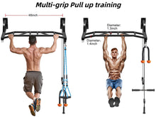 Load image into Gallery viewer, SELEWARE 48'' Heavy Duty Pull Up Bar with Cable Pulley System - Black