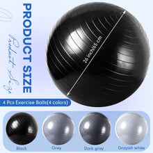 Load image into Gallery viewer, Leyndo 4 Pcs 26 Inch Yoga Exercise Ball Pilates Pregnancy Birthing Fitness Ball -(Gray Black Set)