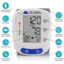 Load image into Gallery viewer, Mabis Digital Premium Wrist Blood Pressure Monitor Stores up to 120 Readings (Pack of 48)