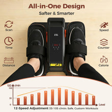 Load image into Gallery viewer, ESL Under Desk Elliptical - Portable Leg Exerciser with Pedal Strap for Seniors, Compact Seated Elliptical with Remote Control, LCD Display Electric Elliptical (New Orange Style with 2 Pedal Straps)