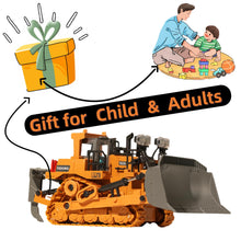 Load image into Gallery viewer, 9-Channel Metal RC Bulldozer with Lights and Sound - Remote Control Heavy Equipment Construction Vehicles Dozer Toys