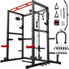 Load image into Gallery viewer, SPORTSROYALS Power Rack, Multi-Functional Power Cage, Squat Rack with Pulley System & LAT Pull Down
