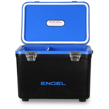 Load image into Gallery viewer, ENGEL UC13 13qt Leak-Proof, Air Tight, Drybox Cooler and Small Hard Shell Lunchbox for Men and Women in Black with Blue Interior