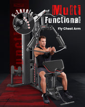 Load image into Gallery viewer, Sportsroyals Home Gym, Multifunctional Workout Station with 150LBS Weight Stack, Full Body Workout Machine with Pulley System for Strength Training (Black red)