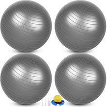 Load image into Gallery viewer, Leyndo 4 Pcs 26 Inch Yoga Exercise Ball Pilates Pregnancy Birthing Fitness Ball -(Gray)