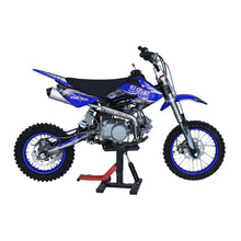 Load image into Gallery viewer, 125CC Dirt Bike (A9 Premium) 4-Stroke Kick Start Manual 4-Speed, 4.5L Fuel Tank, 14"/12" Tires for Youth Adults (Blue)