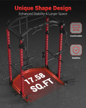 Load image into Gallery viewer, GarveeLife Power Cage, Multi-Functional Power Racks for Home Gym with Cable Crossover System, 1600 LBS Weight Capacity Fitness Squat Rack for Strength Workout with More Training Attachment, Red