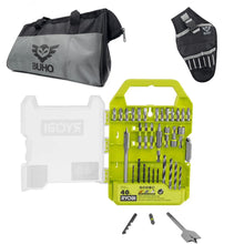 Load image into Gallery viewer, 6 Power Tools Combo Kit Bundle with Buho Tool Bag, and Holster, 6 Ryobi Tools, 2 Batteries, Charger, and 40 Piece Drill Bit Set