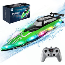 Load image into Gallery viewer, RC Boat with LED Lights for Kids, 2.4Ghz Remote Control Racing Boats for 8-12,Toy Water Boat for Pools & Lakes with Waterproof