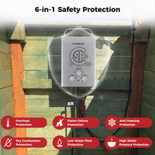 Load image into Gallery viewer, CAMPLUX Portable Tankless Water Heater 1.58 GPM, BW158G Propane Gas Shower for Camping, RV, Pet Washing, 41,000 BTU Outdoor Hot Water System, Battery Operated, Gray