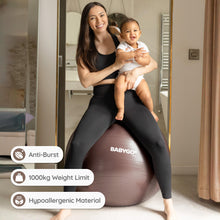 Load image into Gallery viewer, BABYGO Birthing Ball - Pregnancy Yoga Labor & Exercise Ball & Book Set Trimester Targeting (Mocha, 65cm)