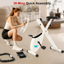 Load image into Gallery viewer, BARWING Folding Exercise Bike Stationary Bikes for Home,3 in 1Exercise Bikes X3-White)