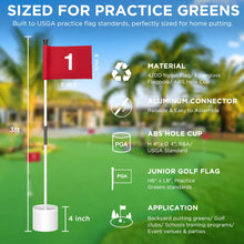 Load image into Gallery viewer, KINGTOP 3 ft White Golf Flagstick Set with Number 6 Flag and Cup
