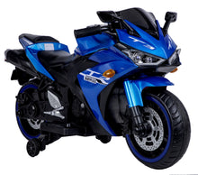 Load image into Gallery viewer, Kids Electric Motorcycle with Training Wheels, Light Wheels, Ride On Motorbike, Speed by Hand, Music Function, Max Load 66LB (Blue)