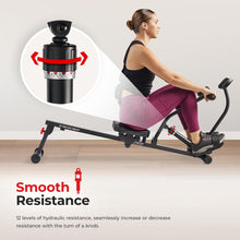 Load image into Gallery viewer, Sunny Health & Fitness Smart Compact Adjustable Rowing Machine -Black