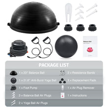 Load image into Gallery viewer, ZELUS Balance Ball Trainer with Resistance Bands & Foot Pump, Inflatable Yoga Ball , 330lb Cap (Black)