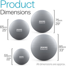 Load image into Gallery viewer, Core Balance Exercise Ball for Workouts, Anti-Burst and Slip Resistant, Swiss Yoga Ball (33" / 85cm Grey)