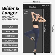 Load image into Gallery viewer, Hatha Yoga Extra Long TPE Yoga Mat 79" x 40” x 1/2" Thick Non-slip Exercise Mat for Home Gym Use, Yoga, Pilates, Fitness & Workouts (Black)
