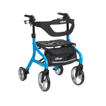 Load image into Gallery viewer, Drive Medical Nitro Sprint Foldable Rollator Walker with Seat - Lightweight Support - Large Wheels - Compact Folding Design - Adjustable Comfort - Standard Size - Blue