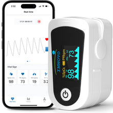 Load image into Gallery viewer, Innovo iP900BP-B Fingertip Pulse Oximeter, Blood Oxygen Monitor with Free App, Plethysmograph, and Perfusion Index (with Bluetooth) -White