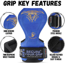 Load image into Gallery viewer, Cobra Grips Weight Lifting Gloves with Adjustable Neoprene Padded Wrist Wraps -(PRO Blue Leather)