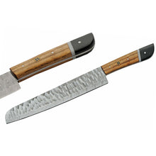 Load image into Gallery viewer, SANZ Damascus Kitchen Knife 6 Pcs - Chef Knife with Saddlewood/Micarta Handle, Full Tang Blade & Sheath - Outdoor Knife for kitchen, Camping & Outdoor uses