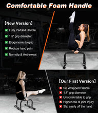 Load image into Gallery viewer, TABEKE Push Up Bar, 12" High Parallettes Bars & Dip Bar - Black