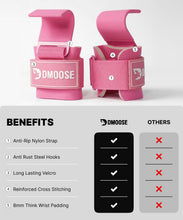 Load image into Gallery viewer, DMoose Fitness Weight Lifting Hooks (Pair) for Deadlifts (All Pink)