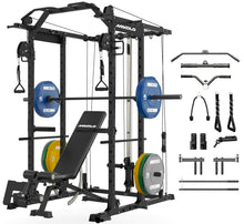 Load image into Gallery viewer, Mikolo K6 Power Cage, Power Rack with Cable Crossover System, Home Gym Packages , 230b Weight Set-Black