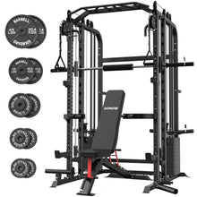 Load image into Gallery viewer, DONOW Smith Machine with Weight Stacks, Power Cage Home Gym System ,Iron Weight Plates 240lbs