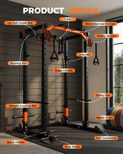 Load image into Gallery viewer, Power Cage for Home Gym, 2000LBS Power Rack with Cable Crossover and Dual Independent Pulley System, Squat Rack with LAT Pull Down System, Workout Cage for for Full Body Training