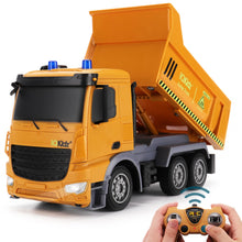 Load image into Gallery viewer, Remote Control Dump Truck Toys - RC Construction Vehicles with Blue Warning Lights, Trucks Toy