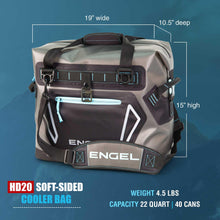 Load image into Gallery viewer, Engel HD20 High Performance Soft-Sided Cooler Tote Bag, Dark Gray & Seafoam