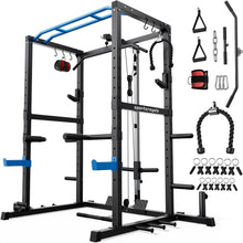 Load image into Gallery viewer, Sportsroyals Squat Rack, LAT Power Cage, Power Rack Multi-Function with Pulley System and Training Attachments for Home Gym