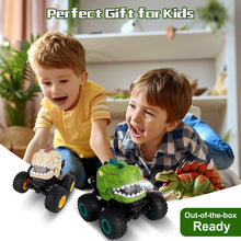 Load image into Gallery viewer, Remote Control Car for Boys Age 4-7 8-12, 50min+ Runtime Dinosaur Monster Truck Toy with Spray, Light, Music, 360 Rotating