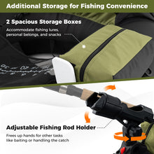Load image into Gallery viewer, Goplus Inflatable Float Tube, Fishing Belly Boat with Fish Ruler, Pump, Storage Bag, Adjustable Straps, Fishing Float Tube for Angling, 350LBS Load Capacity (Green+Grey, Thickened,W/Rod Holder)