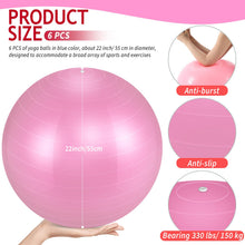 Load image into Gallery viewer, Hungdao 6 Pack 22 Inch Heavy Duty Exercise Balls Inflatable Pregnancy Yoga Pilates -(Pink)