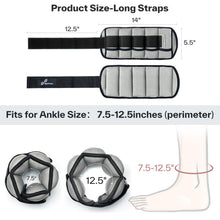 Load image into Gallery viewer, Sportneer Adjustable Ankle Weights Set - 1 Pair (2-10 lbs) Removable Sandbags -Light Gray