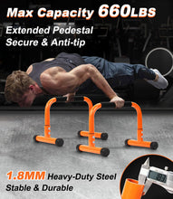 Load image into Gallery viewer, TABEKE Push Up Bar, 12" High Parallettes Bars & Dip Bar - Orange