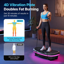 Load image into Gallery viewer, MERACH Vibration Plate Exercise Machine, 4D Whole Body Workout Vibrating Platform for Lymphatic Drainage Weight Loss Muscle Activation, Home Fitness Equipment with Bluetooth Light Pull Cord (Black)