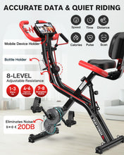 Load image into Gallery viewer, pooboo Folding Exercise Bike, Fitness Stationary Bike Machine-(red)