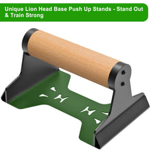 Load image into Gallery viewer, SELEWARE Wood Push Up Bars, Pushup Stands with Wood Handles & Heavy-Duty Steel Bracket, Non-Slip Lion Design Base Parallettes Bars for Calisthenics, Handstand & Strength Training, Supports 600lbs