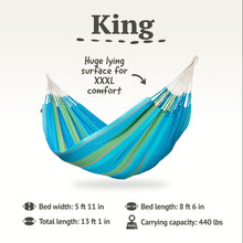 Load image into Gallery viewer, LA SIESTA Flora Classic Cotton Hammock and CasaMount - Indoor/Outdoor Extra Large 2 Person Double Hammock - King, Curacao
