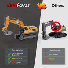 Load image into Gallery viewer, Remote Control Excavator Toys for Boys Turns 680-degree 2 Batteries Metal Shovel Lights/Sounds Construction Toys
